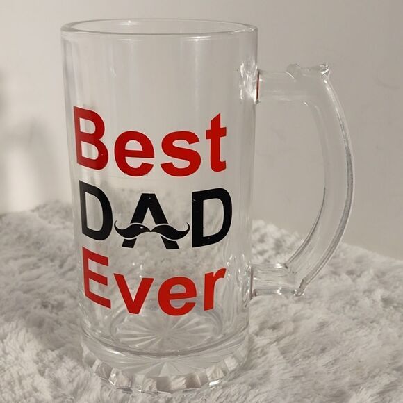 Best Dad Ever Clear Glass Beer Mug - Picture 1 of 4